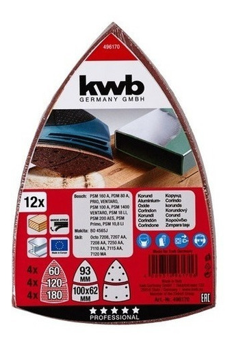 Imagen 5 de 8 de Lijas Kwb Para Einhell Te-os 18 Li 12 Unidades Madera Metal