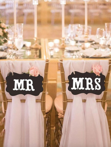 Colgante Mr And Mrs Para Sillas O Mas- Matrimonio Novios