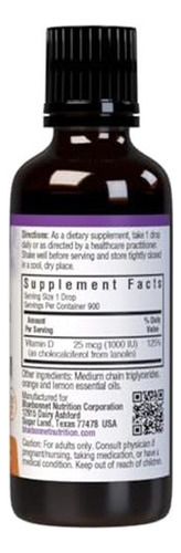 Bluebonnet Gotas Vitamina D3 1000 Ui Sabor Cítrico 1 Oz