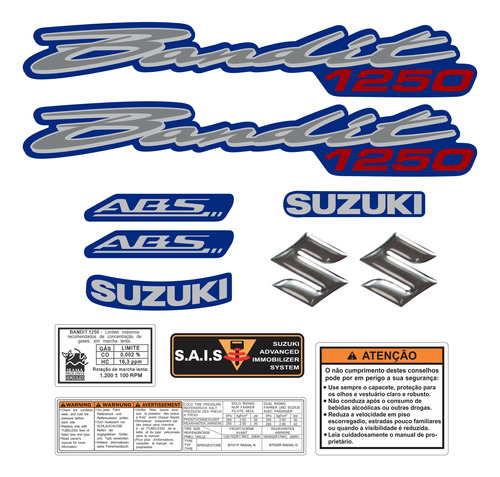 Kit Adesivo Suzuki Bandit 1250 2007 A 2011 Azul Szb125004