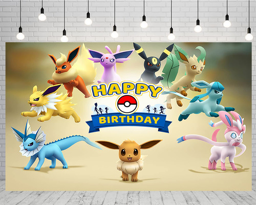 Eevee Telon Fondo Anime Para Suministro Fiesta Cumpleaño 59