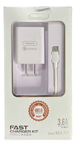 Cargador Usb A Micro Usb Tranyco Se4-v8 Carga Rápida Blanco