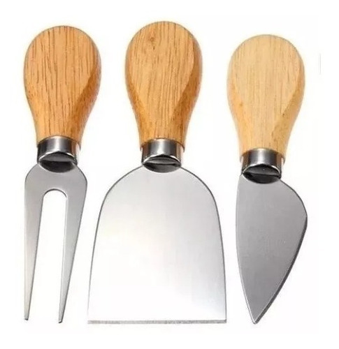 Set Cuchillo Espátula Tenedor Queso Madera Microcentro