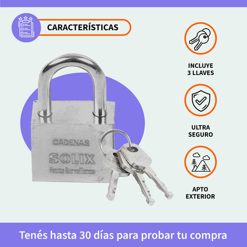 Candado 30mm Con Llave Codificada Cofres Valijas Locker Plateado