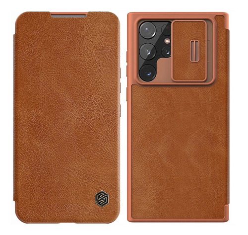 Flip Leather Wallet Cover @ Samsung Galaxy S22 Ultra Brown