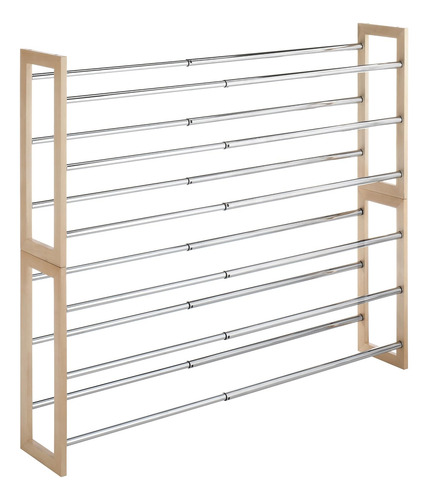 Zapatero Extensible De 3 Niveles - Apilable - Madera Na...