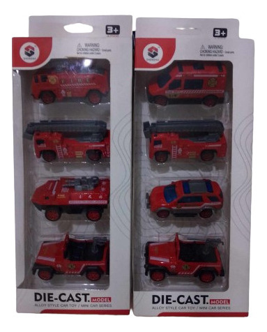 Set Carritos Metal Bombero Carro Juguete