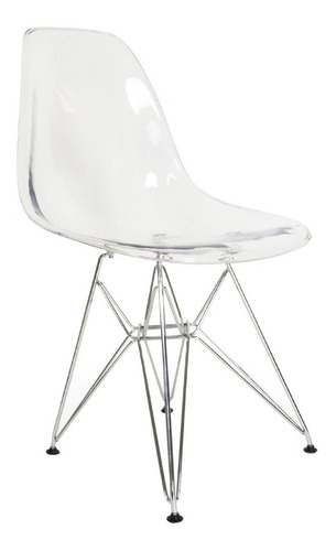 Silla Eames Transparente Con Base De Metal