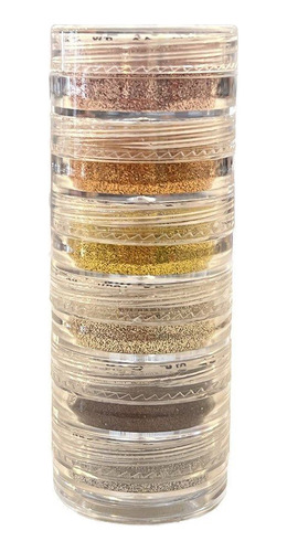 Glitter Para Uñas Set X6 Unidades Color Ocre Dorado