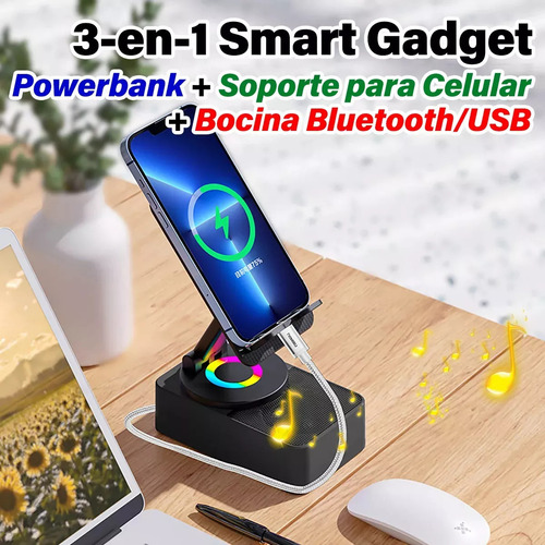 Bocina Bluetooth 2 En 1 Con Soporte Negro