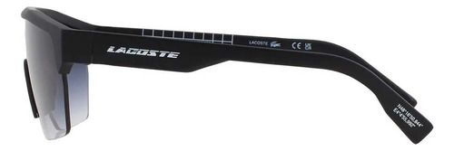 Lentes Sol Lacoste L989s Iconic Geometric Shield Retro 62mm Lente Azul Oscuro Varilla Negro Armazón Matte Black/white/blue 002