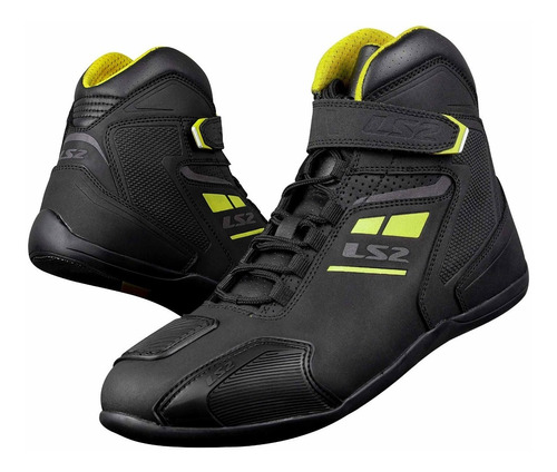 Botas Para Moto Ls2 Garra Negro/ Amarillo Tipo Tenis