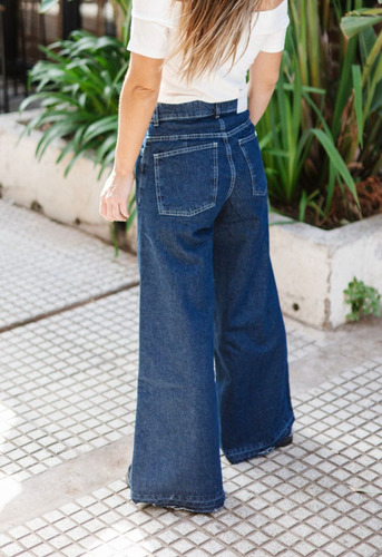 Pantalón Jean Saltan Pepa Donata Blue Rígido Wide Leg