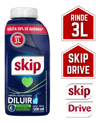 Detergente Líquido Drive Para Diluir 500ml Hasta 60 Lavados