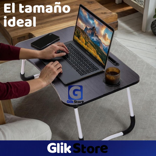 Bandeja Cama Mesa Desayunadora Tablet Notebook Plegable Vaso Marrón Oscuro