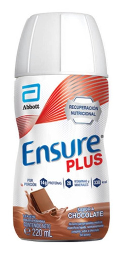 Suplemento en líquido Ensure  Plus Carbohidratos sabor chocolate en botella de 220mL