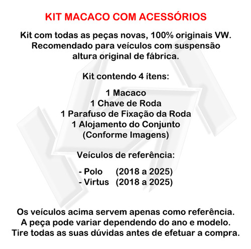 Kit Macaco Chave Roda Polo 1.0 1.6 2018 19 20 21 22 23 24 25