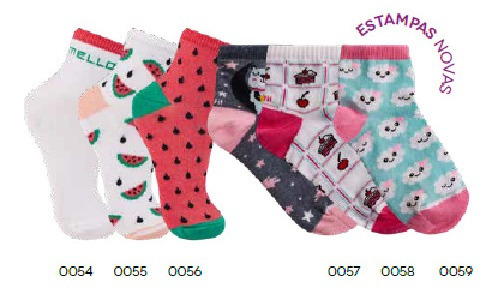 Imagem 2 de 7 de Kit C/12 Pares Meia Infantil Trifil Menina-sortidas