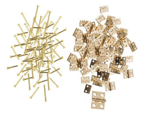 Mini Dobradiças Com Parafusos De 200 Peças Dourado