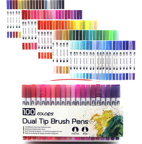 Rotuladores W-100 Colores Para Acuarela, Pincel, Doble Punta