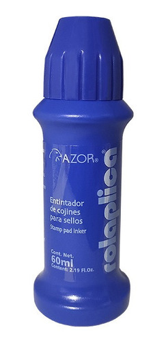 Tinta Para Sello Azor Rolaplica Azul 60 Milimetros