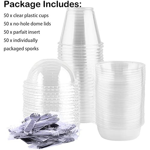 50pack 9 Oz Clear Plastic Parfait Cups With Insert And ...