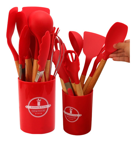 Juego 12pzs Utensilios Silicona Antiadherentes Cucharas