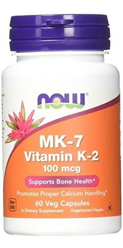 Ahora Alimentos La Vitamina K-2 (mk7) Veg Cápsulas, 100 Mcg,