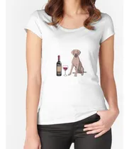 Comprar Remera Weimaraner Y Vino Perro Gracioso Algodon Premium