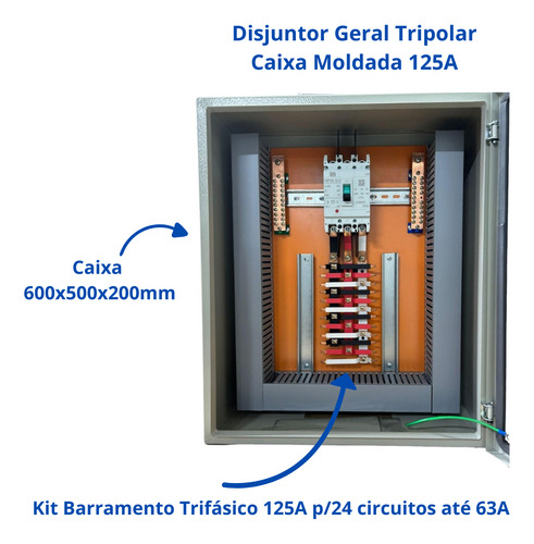 Quadro Distribuição Sobrepor C/kit Trifásico 150a 24 Circuit
