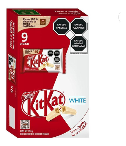 Nestlé Kit Kat White Barra De Chocolate Blanco 9pz 373.5g