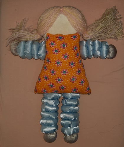 Lote Boneca Pano Artesanal/2 Palhaços Fuxico Cetim Seminovos