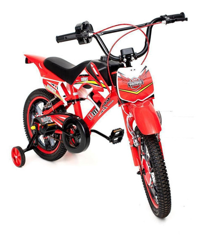 Bicicleta Infantil Aro 14 Moto Bike Com Rodinha Para Menino Cor Vermelha