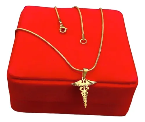comprar Collar Modelo Medicina En Acero Enchapado En Oro 18k