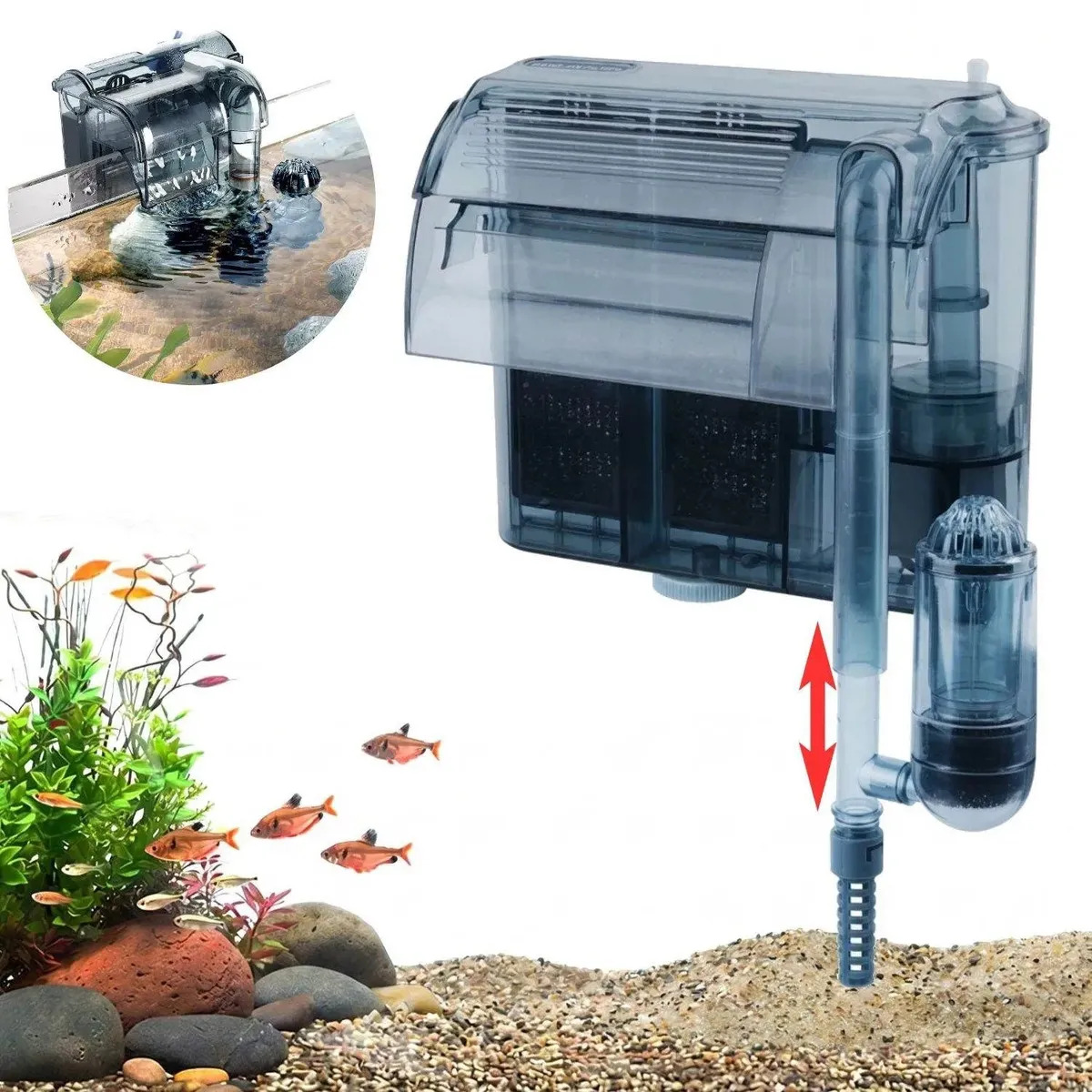 Filtro de Cascada PetVille para Acuario de 40-100 L con Skimmer y Flujo de 400 L/h Silencioso