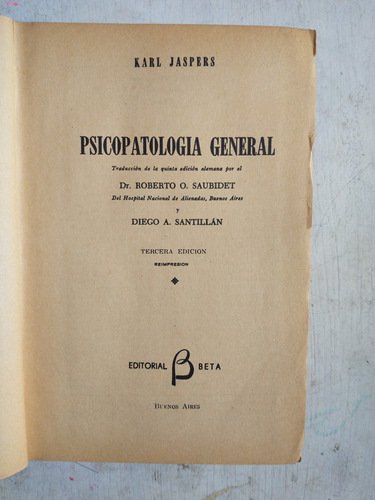 Psicopatologia General: Karl Jaspers