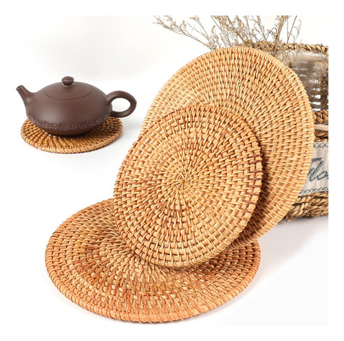 Esteiras Redondas De Vime Para Pratos De Cozinha, 18cm