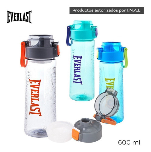Imagen 3 de 7 de Botella Plastica Everlast Deporte Gym 600ml C/ Tapa Y Filtro