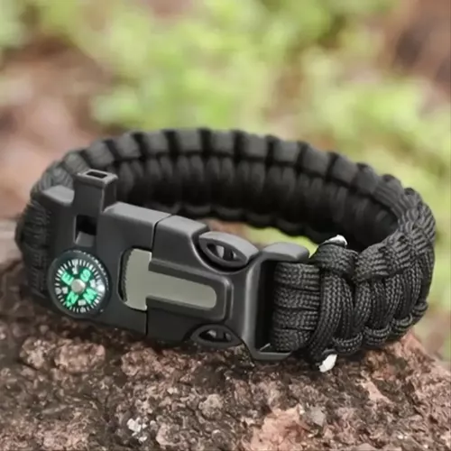 Pulsera Paracord Supervivencia Pedernal Brujula Silbato