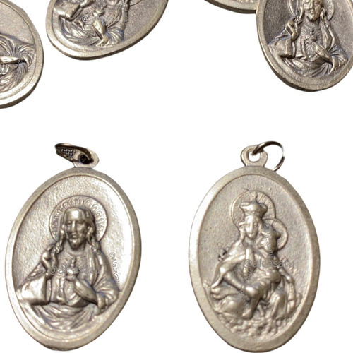  Medallas Escapulario Virgen Carmen Y Sagrado Jesus 