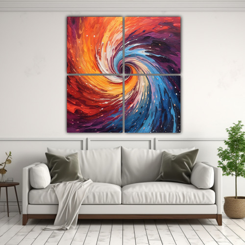 120x120cm Cuadros Abstractos De Fractales Coloridos Flores
