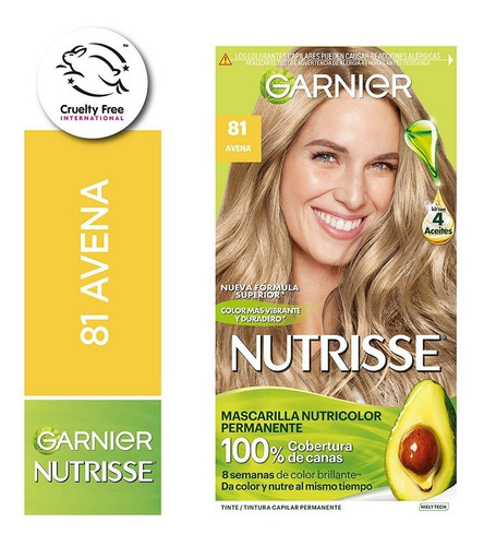 Kit De Coloración Permanente Garnier Nutrisse 4 Aceites Tono 81 Clásico