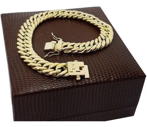 Pulseira Elos Duplos 20 Gramas Ouro 18k 750 Fecho Letra