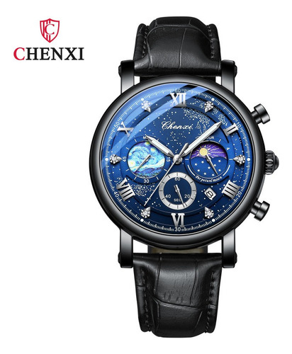 Reloj De Cuero Chenxi De Lujo Con Calendario De Fases Lunare