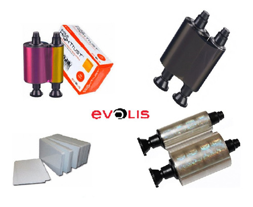 Kit Cintas Evolis R3011 Color Holograma Monocromatica Y Pvc 