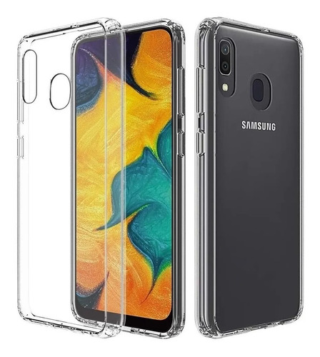 Funda Transparente Para Samsung A20 + Glass Completo