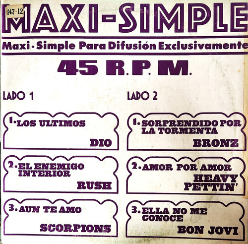 Cuatro Lps Maxi Simple De Difusion (vinilo Raro) Oferta 11