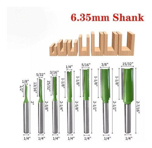 Juego De Brocas-fresas 7 Piezas De Corte Recto De Carburo 