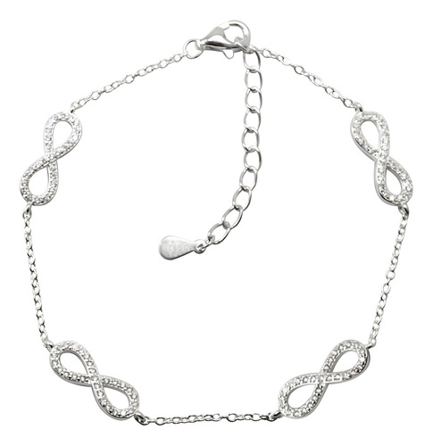 Pulsera De Plata Fina 925 Infinitos Con Circones - Obsidian