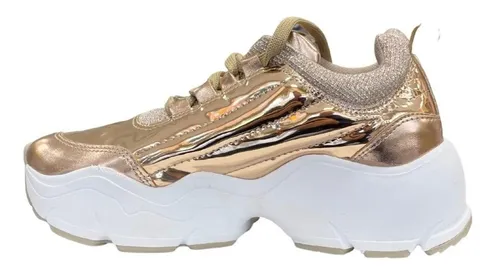 Zapatilla Dorada Moda Mujer Electro